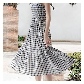 DGDXLMPNR Singing Solo Multi Plaid Smocked Bust Maxi Dress